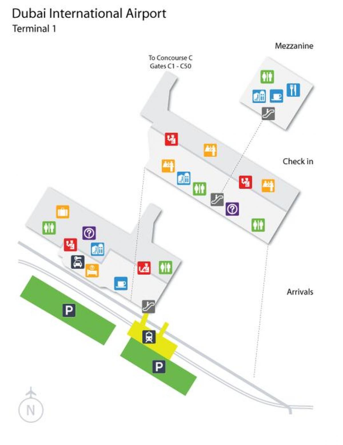 Аэропорт Дубай терминал 1 Расположение на карте