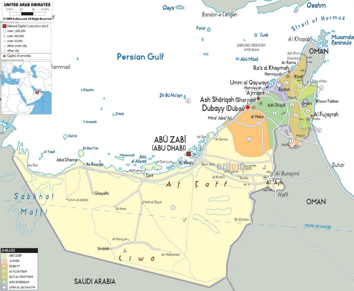 карта Дубая ОАЭ