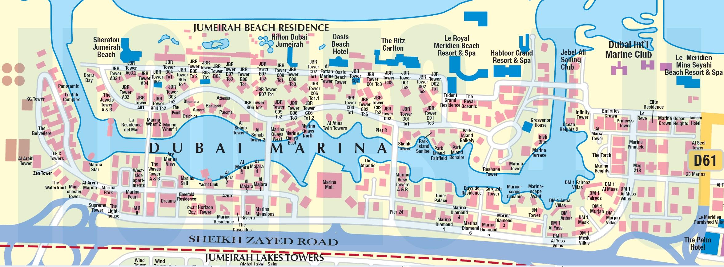 Карта дубай марина с отелями на русском языке