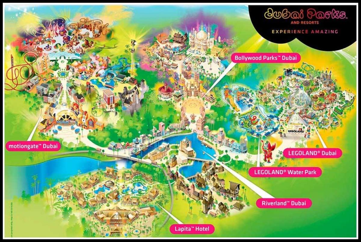 В Дубае парки и расположение курортов карте