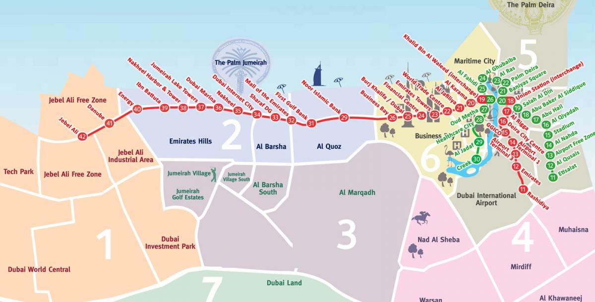 карта районов Дубаи