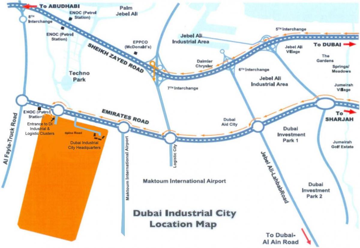 карта Дубая промышленный город