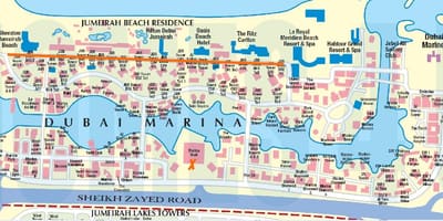 Jbr на карте Дубая